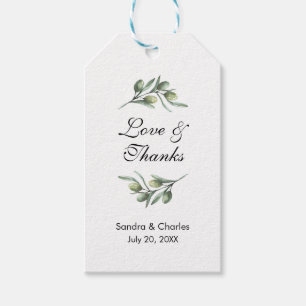 Watercolor Greenery Thank You Wedding Favour Gift Tags
