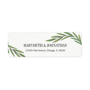 Watercolor Greenery Wedding Address Label