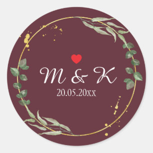 Watercolor Greenery Wedding Classic Round Sticker