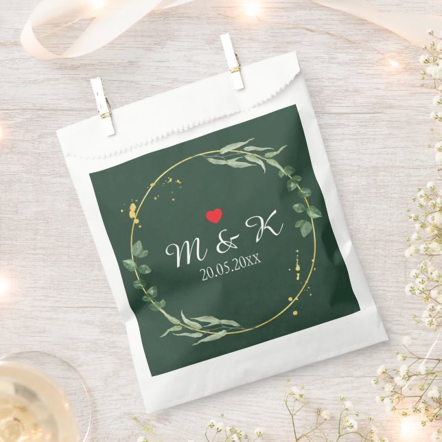 Watercolor Greenery Wedding  Favour Bag (Clipped)