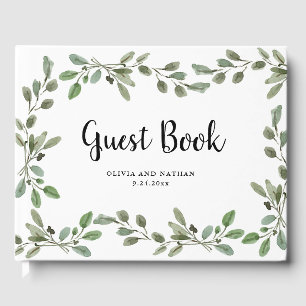 Watercolor Greenery   Wedding Guest Book