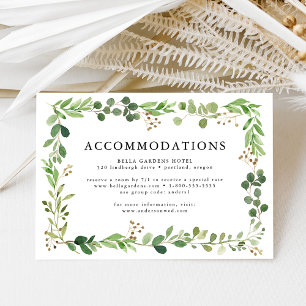 Watercolor Greenery Wedding Hotel Accommodation Enclosure Card