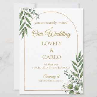 Watercolor Greenery Wedding Invitation