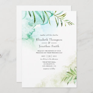 Watercolor Greenery Wedding Invitation