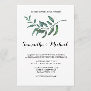 Watercolor Greenery Wedding Invitation