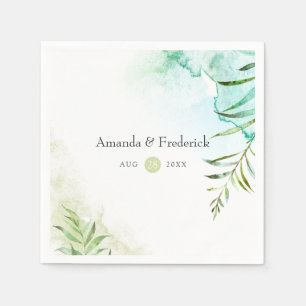 Watercolor Greenery Wedding Napkin