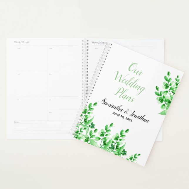 Watercolor Greenery Wedding Plans Planner (Display)