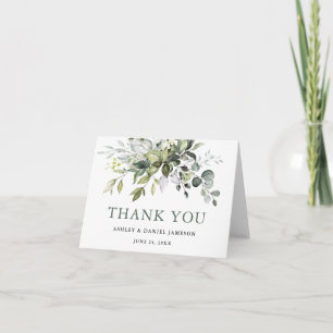 Watercolor Greenery Wedding Sage Green Thank You  Card