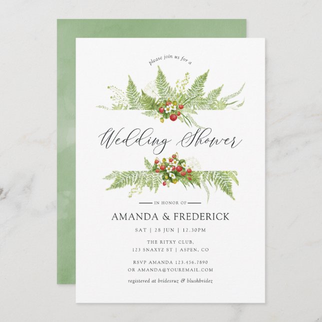 Watercolor Greenery Wedding Shower Invitation (Front/Back)