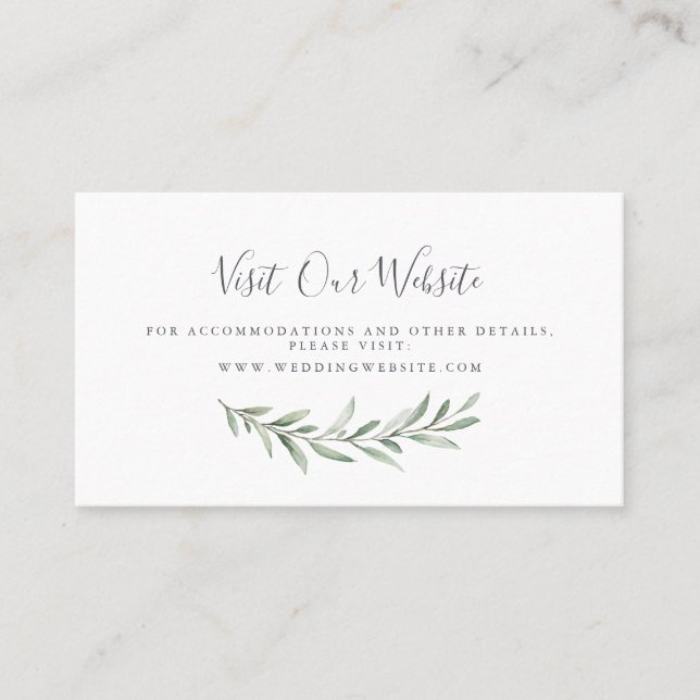 Watercolor greenery wedding website Insert card (Front)