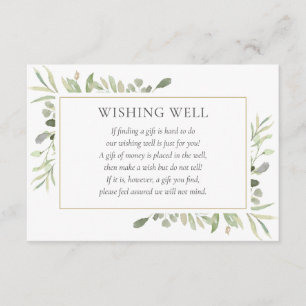 Watercolor Greenery Wedding Wishing Well Enclosure Card