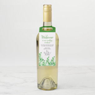 Watercolor Greenery Welcome to our Wedding Bottle Tag