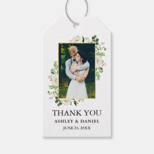 Watercolor Greenery White Floral Wedding Favour Gift Tags