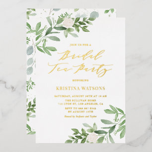 Watercolor Greenery White Flowers Bridal Tea Party