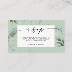 Watercolor Greenery with Sage and Gold RSVP Card