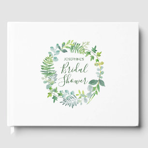 Watercolor Greenery Wreath Bridal Shower Guest Book
