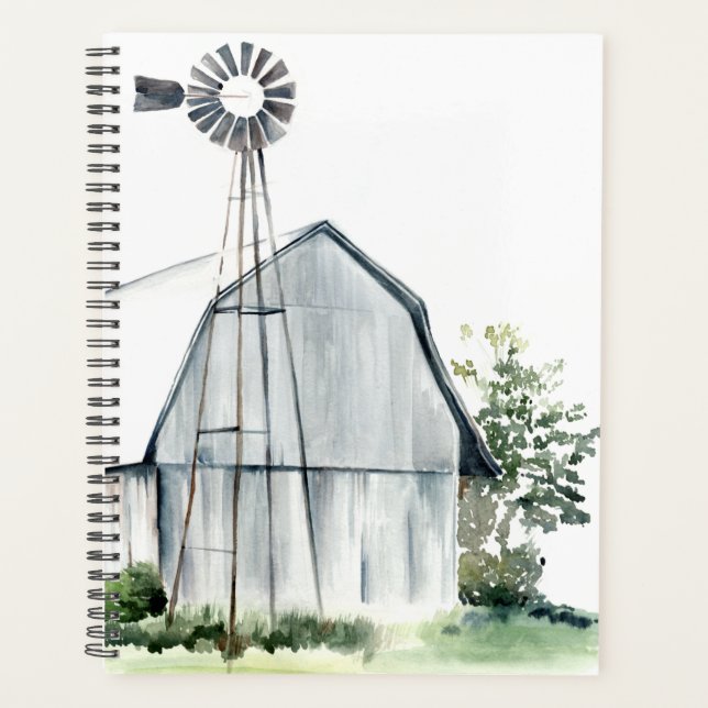 Watercolor Grey Barn Planner (Front)