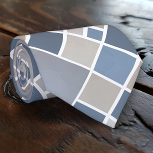 Watercolor Grey Blue Elegant Chequered Tie