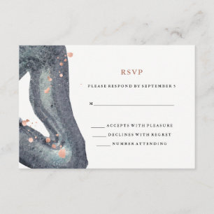 Watercolor Grey Geode Wedding RSVP Card