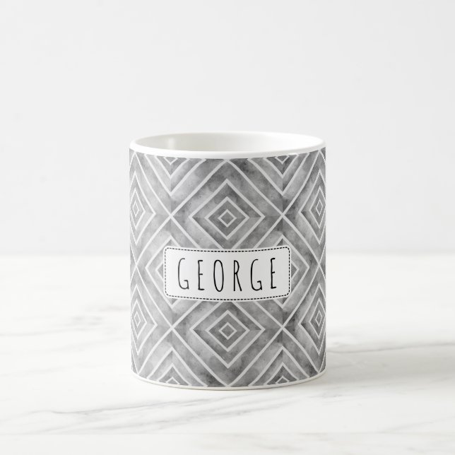 Watercolor grey geometric pattern coffee mug (Center)