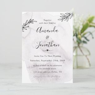 Watercolor Grey Minimalistic Wedding Invitation