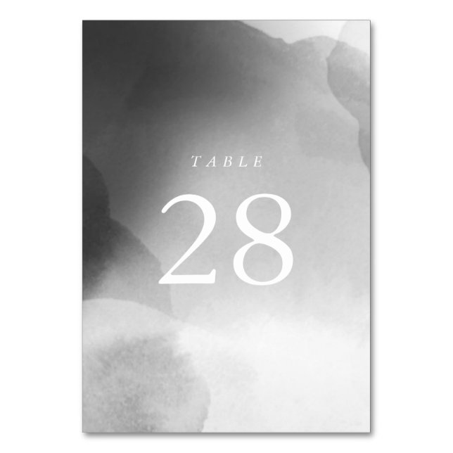 Watercolor Grey Ombre Forever Modern Wedding Table Number (Front)