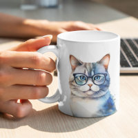 Watercolor Grey Tabby Cat Personalized