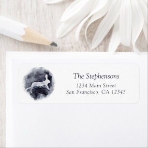 Watercolor Grey Winter Hare Return Address