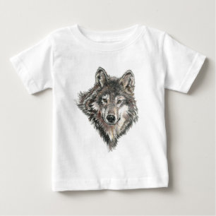 Watercolor  Grey Wolf Animal Nature wolves wild Baby T-Shirt