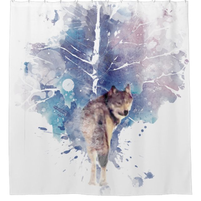 Watercolor Grey Wolf Wildlife Animal Nature Art (Front)