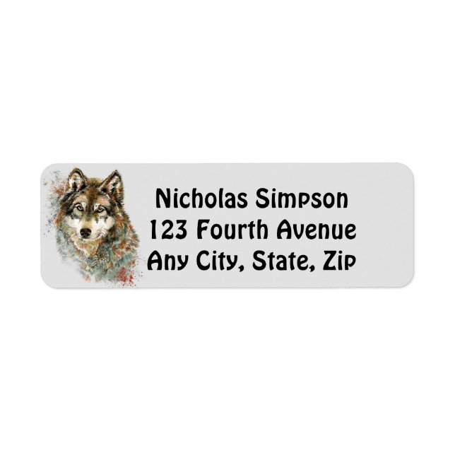Watercolor Grey Wolf Wildlife Animal Nature Art (Front)