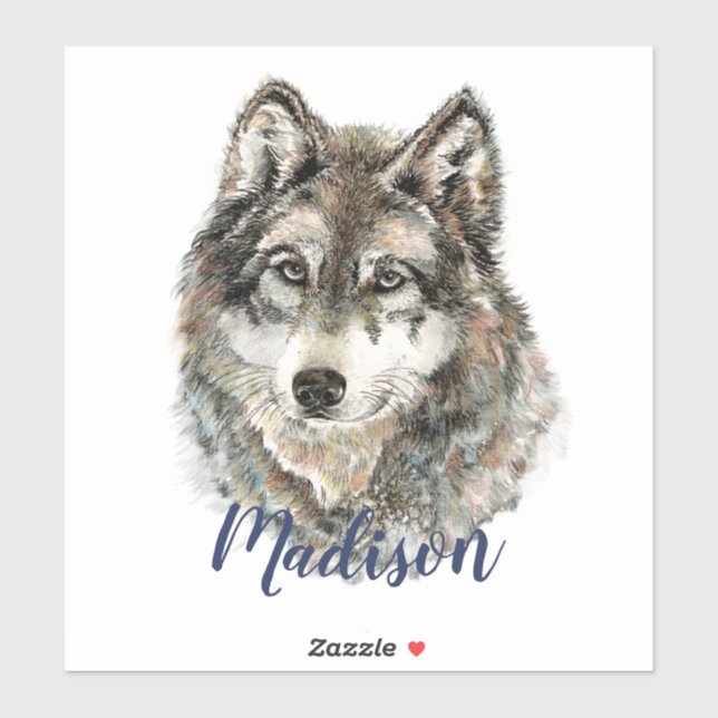 Watercolor Grey Wolf Wildlife Animal Nature Art (Sheet)