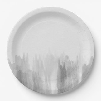 Watercolor greyscale grey modern paper plates