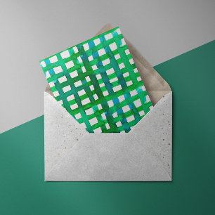 Watercolor grid – green postcard