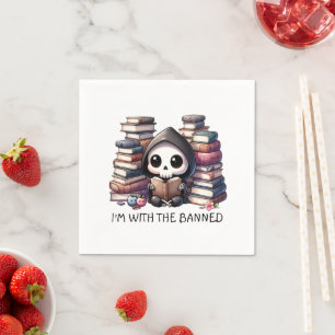 Watercolor Grim Reaper Book Lover, Book Club Napkin