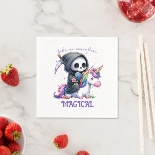 Watercolor Grim Reaper Book Lover, Book Club Napkin
