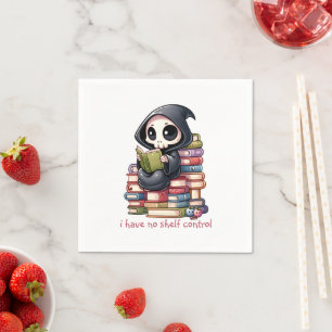 Watercolor Grim Reaper Book Lover, Book Club Napkin
