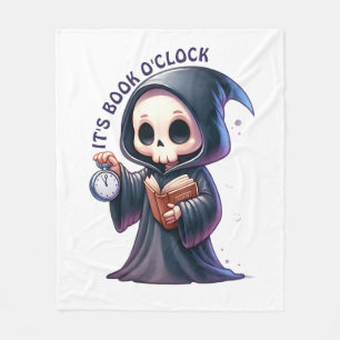 Watercolor Grim Reaper Book Lover Fleece Blanket