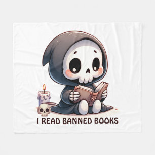 Watercolor Grim Reaper Book Lover  Fleece Blanket
