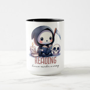 Watercolor Grim Reaper Book Lover  Mug