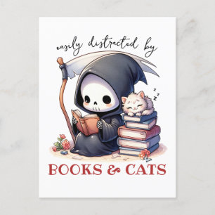 Watercolor Grim Reaper Book Lover Postcard