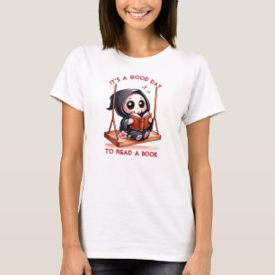 Watercolor Grim Reaper Book Lover  T-Shirt
