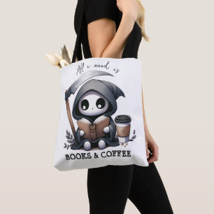 Watercolor Grim Reaper Book Lover Tote Bag