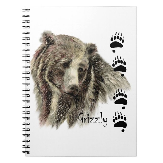 Watercolor Grizzly Bear Wildlife Nature Art Notebook (Front)