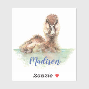 Watercolor Grumpy Wet Duck Bird Nature Custom Name