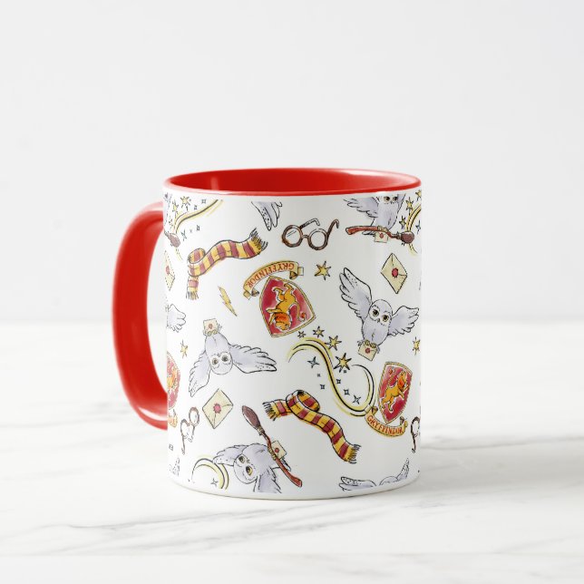 Watercolor GRYFFINDOR™ Hedwig Pattern Mug (Front Left)