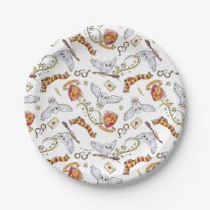 Watercolor GRYFFINDOR™ Hedwig Pattern Paper Plate