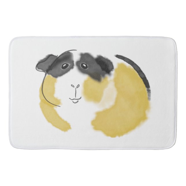 Watercolor Guinea Pig Bath Mat (Front)