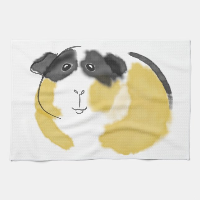 Watercolor Guinea Pig Kitchen Towel (Horizontal)