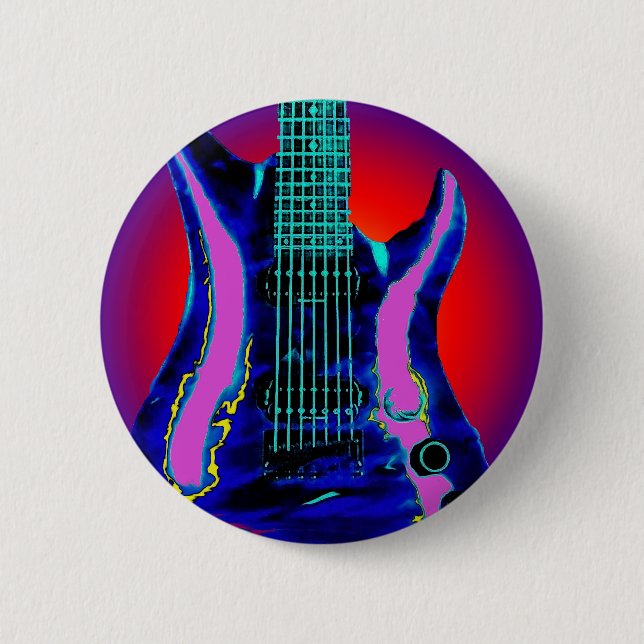 Watercolor Guitar 2 Inch Round Button (Front)